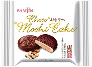 Samjin~Корейский моти в шоколаде с миндалем (Корея)~Mochi Cake